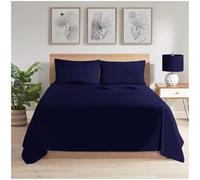 GC GAVENO CAVAILIA Easy Care Flat Sheet King Size - (265 X 275 Cm) Polycotton Bed Sheets - Super Soft & Comfortable Wrinkle Free Sheet -Navy