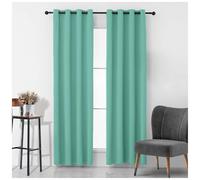 GC GAVENO CAVAILIA Easy Care Fully Lined Bedroom Curtains | 100% Polyester Fabric | Energy-Efficient Ring Top Eyelet Curtains 66X72 Inch For Bedroom & Living Room - Duck Egg