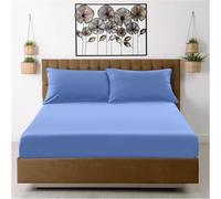 GC GAVENO CAVAILIA Easy Care King Size Fitted Sheets - Soft Polyester Fabric Deep Fitted Sheet (154x200 cm) - Fade-Resistant Bedding - Elasticated 38cm Deep Plain King Size Bed Sheet, Sky Blue