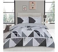 GC GAVENO CAVAILIA Easy Care Mila Geometric Duvet Cover, Luxury Soft & Cosy Printed Reversible Marble Quilt Bedding Sets, 50% Polyester & 50 Cotton, Charcoal/Grey, King