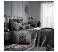 GC GAVENO CAVAILIA Easy Care Muriva Diamonds Duvet Cover, Luxury Soft & Warm Geometric Panel Comfy Bedding Shiny Quilt Set, Polyester, Charcoal, Double
