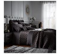 GC GAVENO CAVAILIA Easy Care Muriva Diamonds Duvet Cover, Luxury Soft & Warm Geometric Panel Comfy Bedding Shiny Quilt Set, Polyester, Black, Double