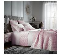 GC GAVENO CAVAILIA Easy Care Muriva Diamonds Duvet Cover, Luxury Soft & Warm Geometric Panel Comfy Bedding Shiny Quilt Set, King, Pink