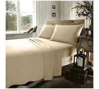 GC GAVENO CAVAILIA Easy Care Plain Dyed Flannel Fitted Sheet, 100% Brushed Cotton Luxury Accessory, Soft & Cosy Bed Linen, Latte, Double Size Bedsheet