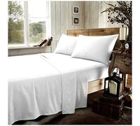 GC GAVENO CAVAILIA Easy Care Plain Dyed Flannel Fitted Sheet, 100% Brushed Cotton Luxury Accessory, Soft & Cosy Bed Linen, White, Double Size Bedsheet