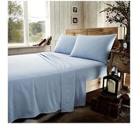 GC GAVENO CAVAILIA Easy Care Plain Dyed Flannel Flat Sheet, 100% Brushed Cotton Luxury Accessory, Soft & Cosy Bed Linen, Blue, Single Size Bedsheet