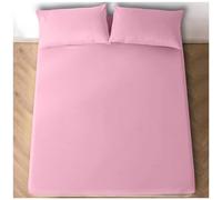 GC GAVENO CAVAILIA Easy Care Polycotton Fitted, Plain Dyed Bed Sheets OR Housewife Pillowcases 2 Pack, Polyester-Cotton, Pink, Super King
