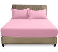 "GC GAVENO CAVAILIA Easy Care Polycotton Fitted, Plain Dyed Bed Sheets OR Housewife Pillowcases 2 Pack, Polyester-Cotton, Pink, Single"