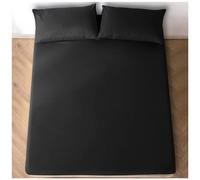 GC GAVENO CAVAILIA Easy Care Polycotton Fitted, Plain Dyed Bed Sheets OR Housewife Pillowcases 2 Pack, Polyester-Cotton, Black, King