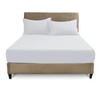 GC GAVENO CAVAILIA Easy Care Polycotton Fitted, Plain Dyed Bed Sheets OR Housewife Pillowcases 2 Pack, Polyester-Cotton, White, Double