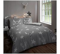 GC GAVENO CAVAILIA Easycare Stars King Size Duvet Cover Sets With Pillowcases, Luxury Animal Bedding Set, Breathable Stag Printed Grey Quilt Cover Set