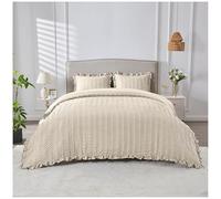 GC GAVENO CAVAILIA Embossed Bedding Sets King Size Duvet Cover Pillowcases - 3Piece Kingsize Duvet Cover Sets With Button Closure - Super Soft Breathable & Hypoallergenic Comforter Cover, Bone