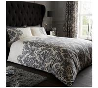 GC GAVENO CAVAILIA Empire Damask Single Duvet Set Cream Reversible Easy Care Cotton Blend Bedding with Pillow Case