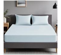 GC GAVENO CAVAILIA | Extra Deep 10"(25cm) - Non Iron Percale Pollycotton Fitted Sheets (152 x 203 Cm) - King | Sky Blue