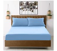 GC GAVENO CAVAILIA Extra Deep, Non Iron Percale Fitted Sheet, Super Soft Plain Dyed Easy Care Bedding, Polycotton, Blue, Double