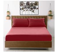 GC GAVENO CAVAILIA Extra Deep, Non Iron Percale Fitted Sheet, Super Soft Plain Dyed Easy Care Bedding, Polycotton, Burgundy, Double
