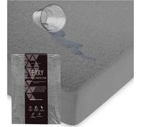 Terry Towelling Double Mattress Protector - Waterproof Fitted, Anti Allergic & Durable - Poly Cotton (190 x 137 x 25 Cm), Charcoal