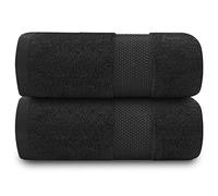 GC GAVENO CAVAILIA Extra Large Bath Sheet 2 Piece - 700 gsm Hotel Quality Egyptian Cotton Extra Large Towels 100X 180 Cm - Extra Soft Bathroom Towel - Black