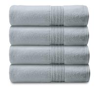 GC GAVENO CAVAILIA Extra Large Bath Towel Set Egyptian Cotton, 4 Piece Highly Absorbent Quick Drying Super Soft Bath Towel, 450 GSM Jumbo Bath Sheet Set, 80x170 CM, Silver/Grey