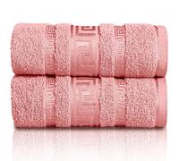 GC GAVENO CAVAILIA Extra Large Jumbo Bath Sheets Greek Towels for Bathroom - 2 Piece Super Absorbent Quick Dry Towel, 100% Egyptian Cotton Soft Fluffy Luxury Bath Towel Spa & Hotel (90x180cm),Pink