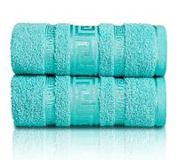 GC GAVENO CAVAILIA Extra Large Jumbo Bath Sheets Greek Towels for Bathroom - 2 Piece Super Absorbent Quick Dry Towel, 100% Egyptian Cotton Soft Fluffy Luxury Bath Towel Spa & Hotel (90x180cm),Aqua