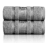 GC GAVENO CAVAILIA Extra Large Jumbo Bath Sheets Greek Towels for Bathroom - 2Piece Super Absorbent Quick Dry Towel, 100% Egyptian Cotton Soft Fluffy Luxury Bath Towel Spa & Hotel (90x180cm),Charcoal