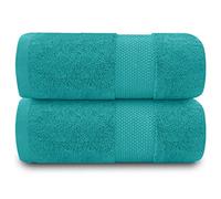 GC GAVENO CAVAILIA Fade Resistant Bathroom Set, 700 GSM Premium Quality Extra Absorbent 100% Cotton Bath Towel, Egyptian, Teal, 2PK Sheet (555742)