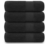 GC GAVENO CAVAILIA Fade Resistant Bathroom Set, 700 GSM Premium Quality Extra Absorbent 100% Cotton Bath, Egyptian, Black, 4PK Hand Towel