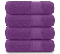 GC GAVENO CAVAILIA Fade Resistant Bathroom Towels Set, 700 GSM Premium Quality Extra Absorbent 100% Cotton Bath Towel, Purple, 4PK Hand Towel