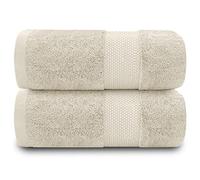 GC GAVENO CAVAILIA Fade Resistant Bathroom Towels Set, 700 GSM Premium Quality Extra Absorbent 100% Cotton Bath Towel, Cream, 2PK Bath Towel