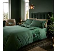 GC GAVENO CAVAILIA Fancy Panel Bedding Set - Velvet Pleated Fluffy Double Duvet Cover Set With Matching Pillowcases - Super Soft and Thermal Quilt Bed Set - Dark Green 3 Pieces