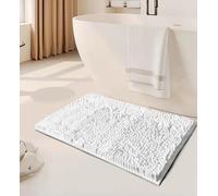 GC GAVENO CAVAILIA Faux Fur Bath Mat 1Piece | Bathroom Mat Fluffy Rug Large Bath Mat Non Slip 50 x 80cm | Super Absorbent & Quick Dry Thick Shaggy Bathmat Extra Soft Pedestal Mats, White