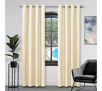 GC GAVENO CAVAILIA Faux Silk Eyelet Curtains For Living Room, 100% Polyester Ring Top Fully Lined Drapes, Cream, 66x90 Inch