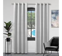 GC GAVENO CAVAILIA Faux Silk Eyelet Curtains For Living Room, 100% Polyester Ring Top Fully Lined Drapes, Silver, 90x108 Inch
