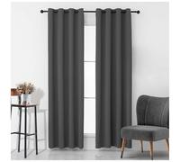 GC GAVENO CAVAILIA Faux Silk Eyelet Curtains For Living Room | Ring Top Curtains & Drapes | Fully Lined Polyester Panels | Modern Home Decor Window Treatment | Charcoal (66X90 Inch)