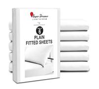 GC GAVENO CAVAILIA Fitted Sheet Double 6 Pack - Plain Dyed Microfiber Bedding Sheets - Fade, Wrinkle & Shrink Resistant Bottom Sheets - 25cm Deep Breathable Bed Sheet with Elasticated Corners - White