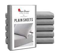 GC GAVENO CAVAILIA Fitted Sheet Single 6 Pack - Plain Dyed Microfiber Bedding Sheets - Fade, Wrinkle & Shrink Resistant Bottom Sheets - 25cm Deep Breathable Bed Sheet with Elasticated Corners - Grey