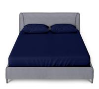 GC GAVENO CAVAILIA Fitted Sheet Single Bed | 10" (25cm) Deep Bedding Bottom Sheet with Elastic Corner | Polycotton Bed Sheet 90 x 190 Cm | Navy
