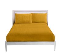 GC GAVENO CAVAILIA Fitted Sheet Single Bed (91x193 cm) - Cozy Teddy Bear Bedding Fleece Fitted Sheets, Soft Fluffy Plain Single Bed Sheet 25cm Deep Elastic Corners - Washable & Easycare, Ochre