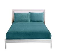 GC GAVENO CAVAILIA Fitted Sheet Single Bed (91x193 cm) - Cozy Teddy Bear Bedding Fleece Fitted Sheets, Soft Fluffy Plain Single Bed Sheet 25cm Deep Elastic Corners - Washable & Easycare, Green