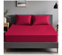GC GAVENO CAVAILIA | Fitted Sheet Single - Easy Care Plain Dyed Easy Care Bedding - (91x193 Cm) Polycotton Fitted Sheet - Red | Single