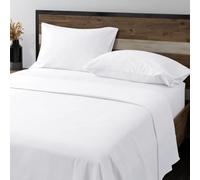 GC GAVENO CAVAILIA Flannel Sheet Set Double Bed, 100% Brushed Cotton Fitted Sheet, Flat Sheets Double With Matching Pillowcases, Thermal Plain Dyed Bed Sheets Double, White