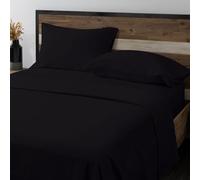 GC GAVENO CAVAILIA Flannel Sheet Set Double Bed, 100% Brushed Cotton Fitted Sheet, Flat Sheets Double With Matching Pillowcases, Thermal Plain Dyed Bed Sheets Double, Black