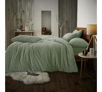 GC GAVENO CAVAILIA Fleece Duvet Cover Set Single - Fluffy Bedding Set with Pillowcases - Sage Green