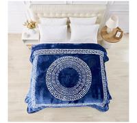 GC GAVENO CAVAILIA Fleece Throw Blanket - Soft Fluffy Polyester Blanket For Bed, Sofa, and Couch Double (150x200 Cm) - Easycare, Anti Allergic Throw - Stylish Greek Blankets for Adults - Navy