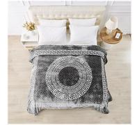 GC GAVENO CAVAILIA Fleece Throw Blanket - Soft Fluffy Polyester Blanket For Bed, Sofa, and Couch Double (150x200 Cm) - Easycare, Anti Allergic Throw - Stylish Greek Blankets for Adults - Charcoal