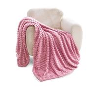 GC GAVENO CAVAILIA Fleece Throw Blanket | Soft Fluffy Throws For Sofas, Bed, Settee, Couch | Extra Warm Large Blanket Throw | Easycare, Anti Allergic | Double 150x200 Cm | Blush Pink