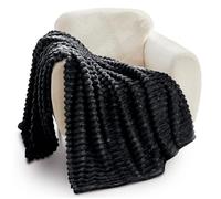 GC GAVENO CAVAILIA Fleece Throw Blanket | Soft Fluffy Throws For Sofas, Bed, Settee, Couch | Extra Warm Large Blanket Throw | Easycare, Anti Allergic | Double 150x200 Cm | Black