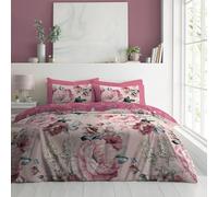 GC GAVENO CAVAILIA Floral Duvet Cover Set | Hypoallergenic & Reversible Pink Double Duvet Set | Polycotton Printed Butterfly Quilt Cover Bed Sets