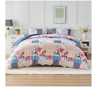 GC GAVENO CAVAILIA Flower Pattern Double Duvet Cover Set with Pillowcases - Easy Care Floral Comforter Bedding Set - Durable & Super Soft Polyester Lightweight Geometric Quilt Cover, Pink/Navy